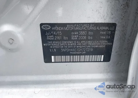 2016 Hyundai Elantra Se from USA, damaged, VIN 5NPDH4AE1GH727219